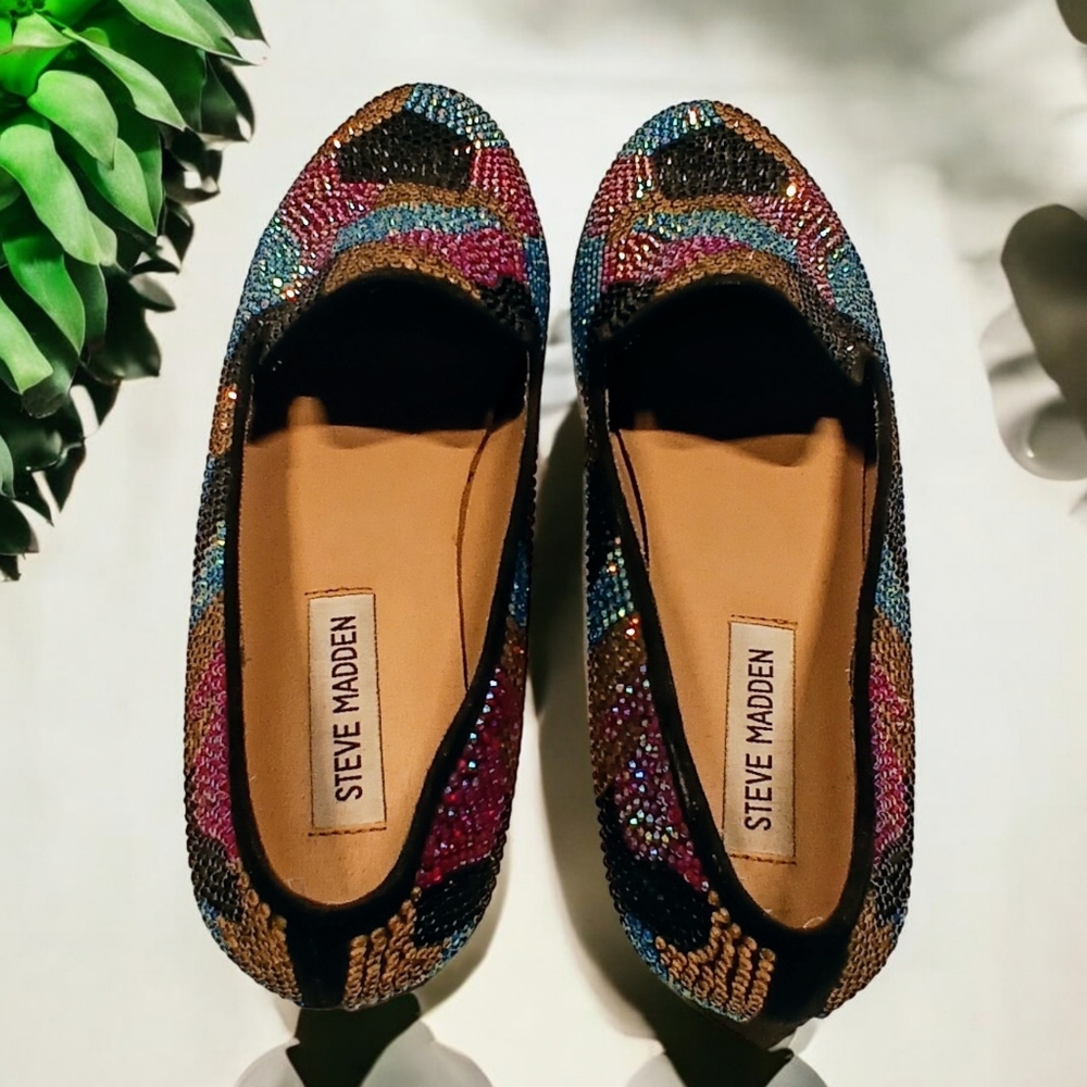 Steve Madden Concord Size 8 Multi-colored Rhinestone Flats - Picture 13 of 16